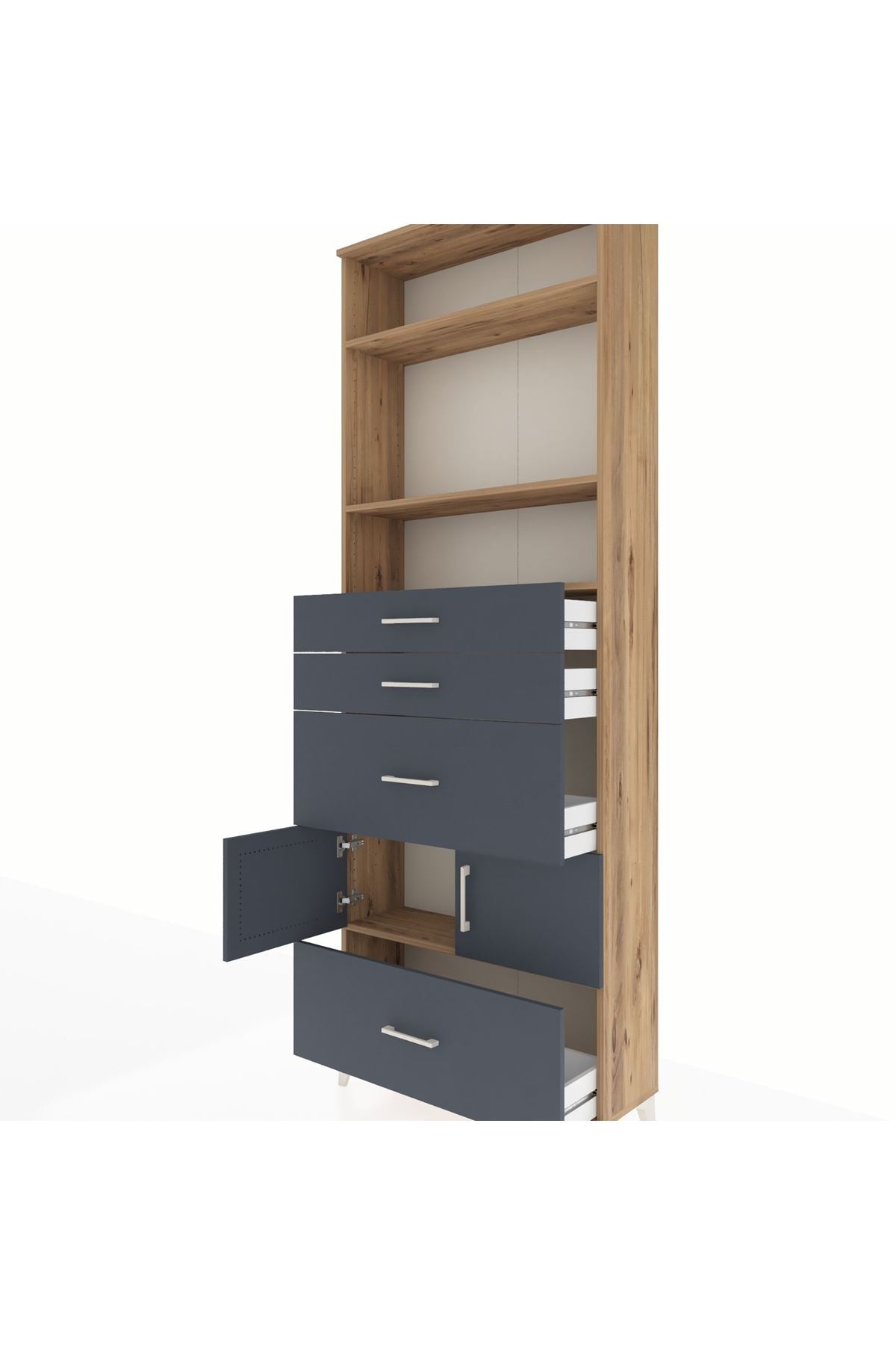 Arges Dolap 4 Raflı 4 Çekmeceli 2 Kapaklı 88x30x243 - S33M154V8A