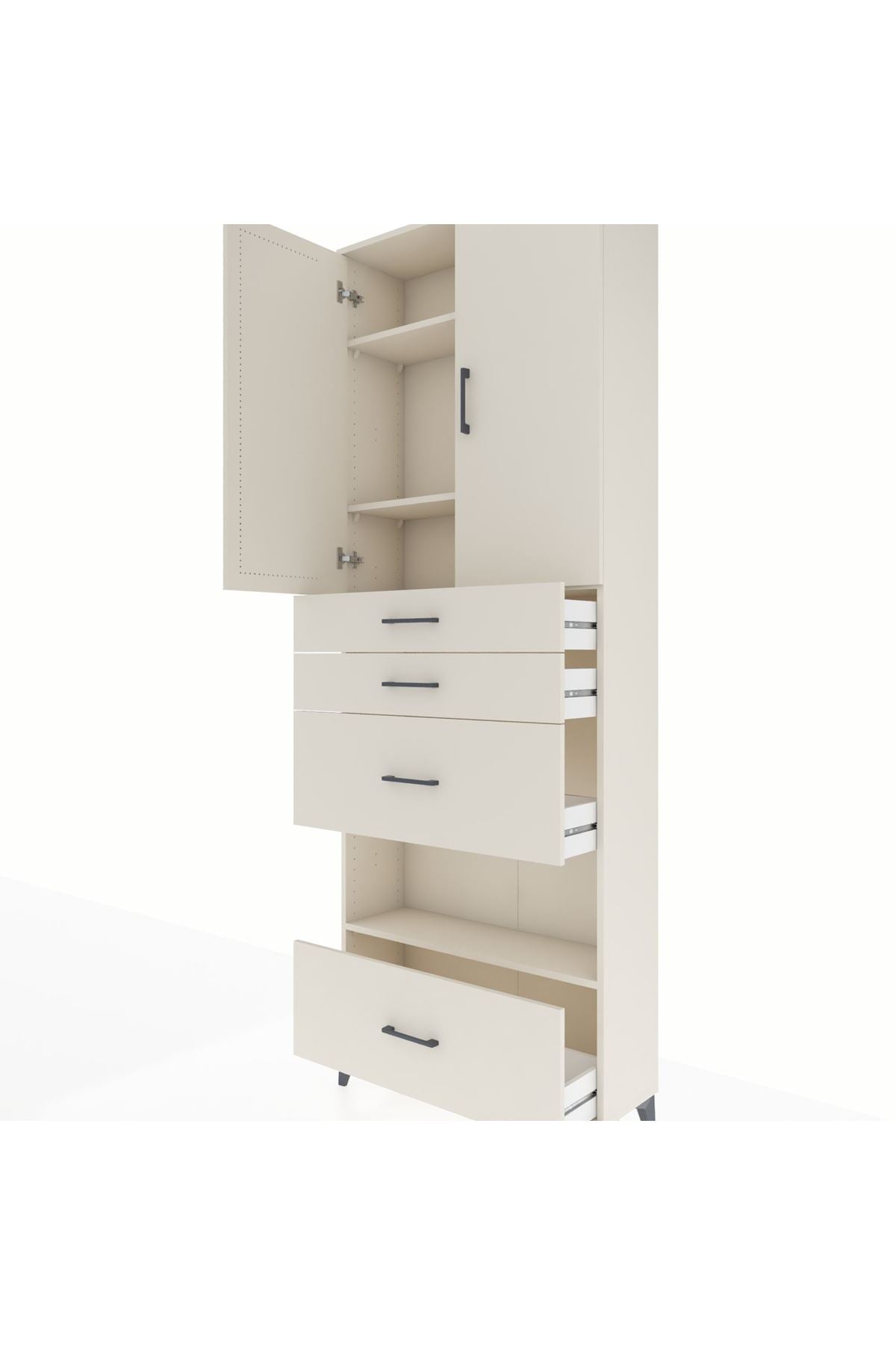 Arges Dolap 4 Raflı 4 Çekmeceli 2 Kapaklı 88x30x243 - S33M155V1A