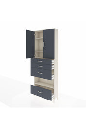 Arges Dolap 4 Raflı 4 Çekmeceli 2 Kapaklı 88x30x243 - S33M155V2A