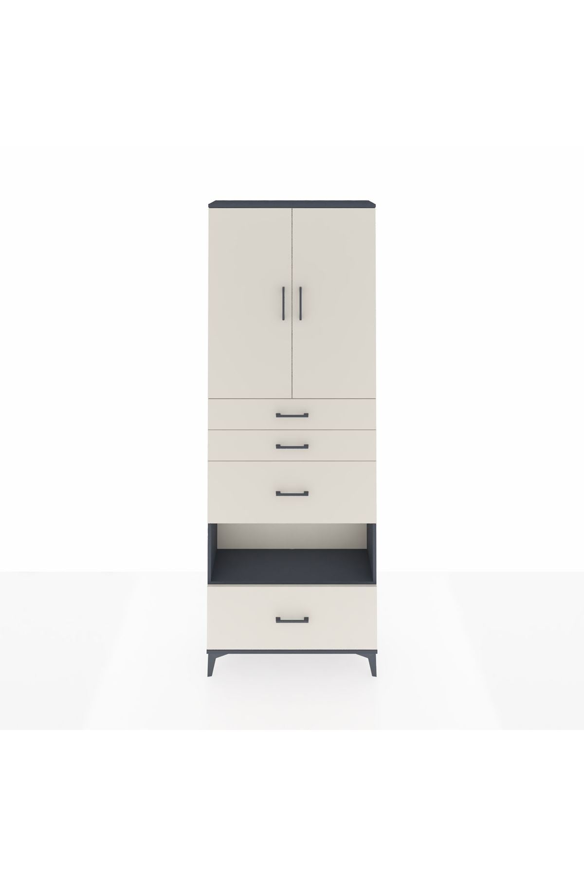Arges Dolap 4 Raflı 4 Çekmeceli 2 Kapaklı 88x30x243 - S33M155V4A