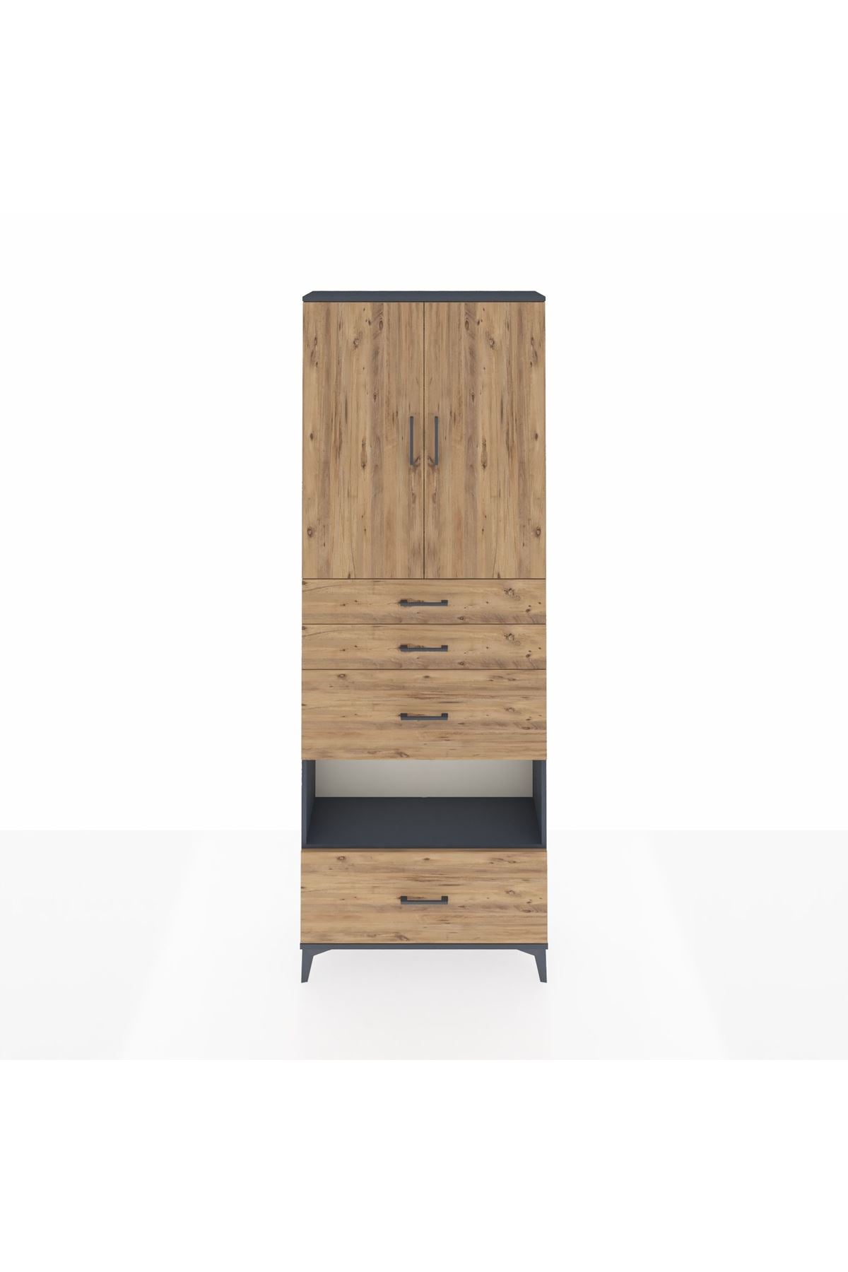 Arges Dolap 4 Raflı 4 Çekmeceli 2 Kapaklı 88x30x243 - S33M155V6A