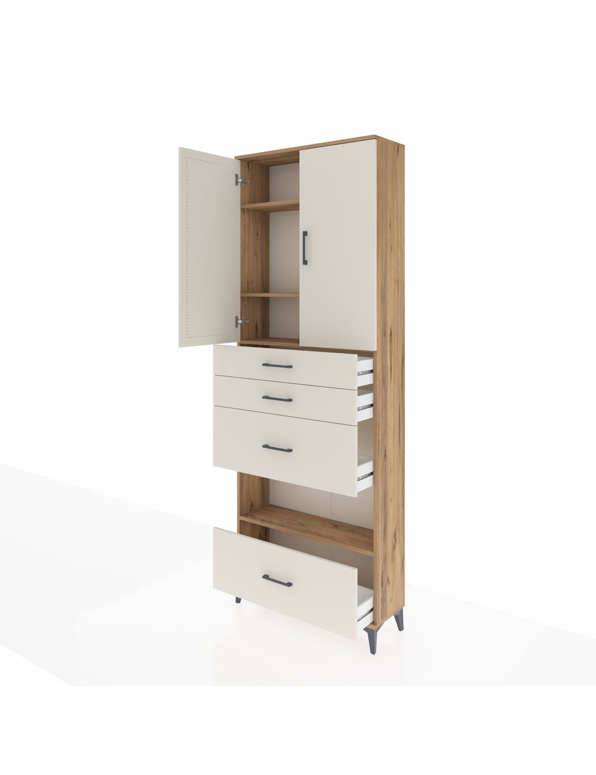 Arges Dolap 4 Raflı 4 Çekmeceli 2 Kapaklı 88x30x243 - S33M155V7A