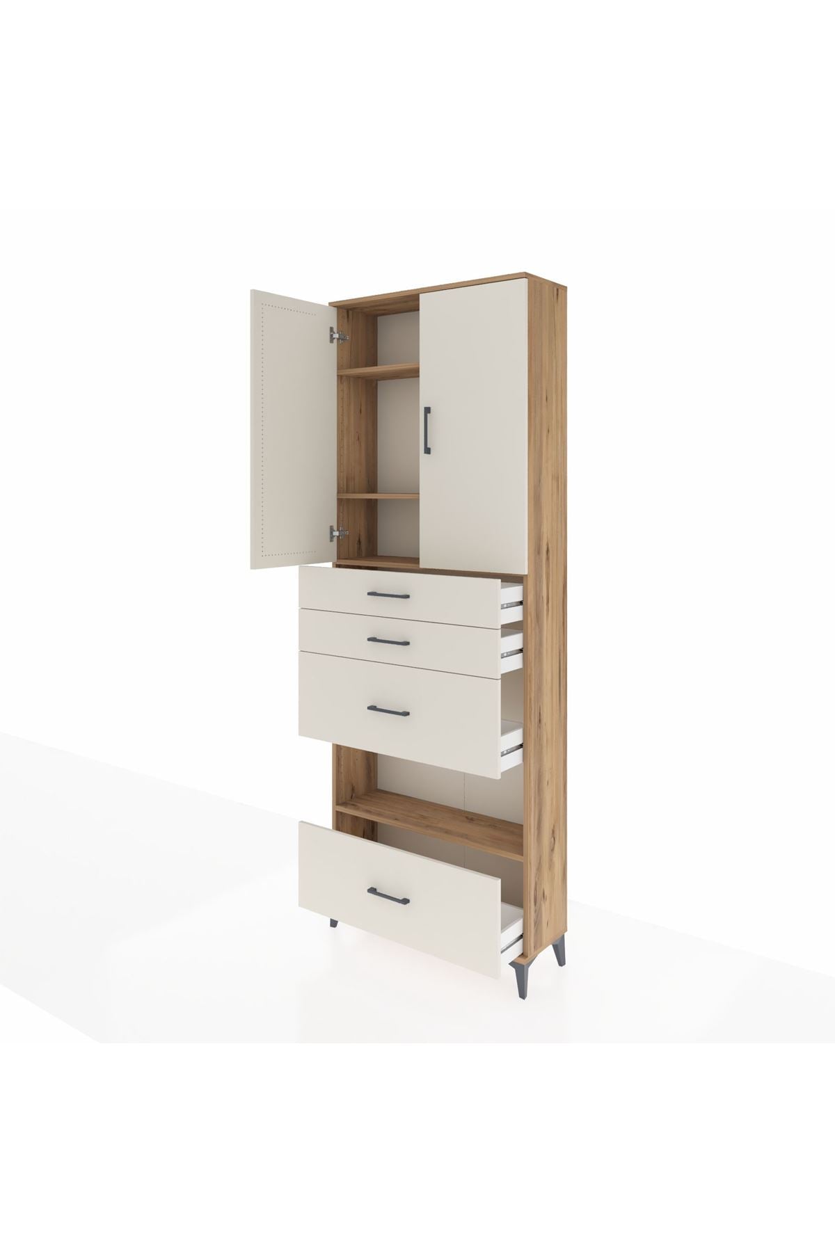 Arges Dolap 4 Raflı 4 Çekmeceli 2 Kapaklı 88x30x243 - S33M155V7A