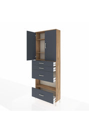 Arges Dolap 4 Raflı 4 Çekmeceli 2 Kapaklı 88x30x243 - S33M155V8A
