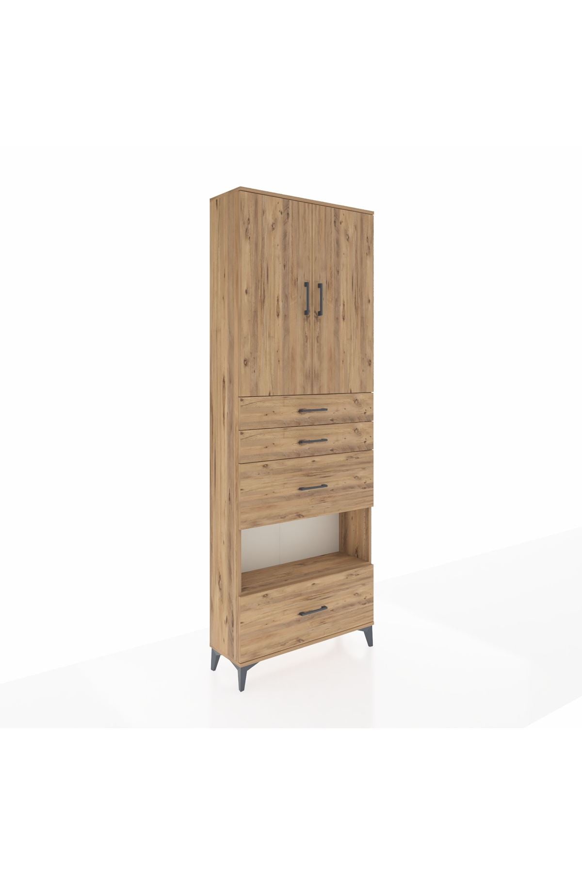 Arges Dolap 4 Raflı 4 Çekmeceli 2 Kapaklı 88x30x243 - S33M155V9A