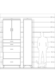 Arges Dolap 4 Raflı 4 Çekmeceli 2 Kapaklı 88x30x243 - S33M155V9A
