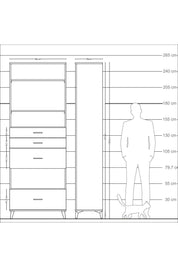 Arges Dolap 4 Raflı 4 Çekmeceli 88x30x243 - S33M156V5A