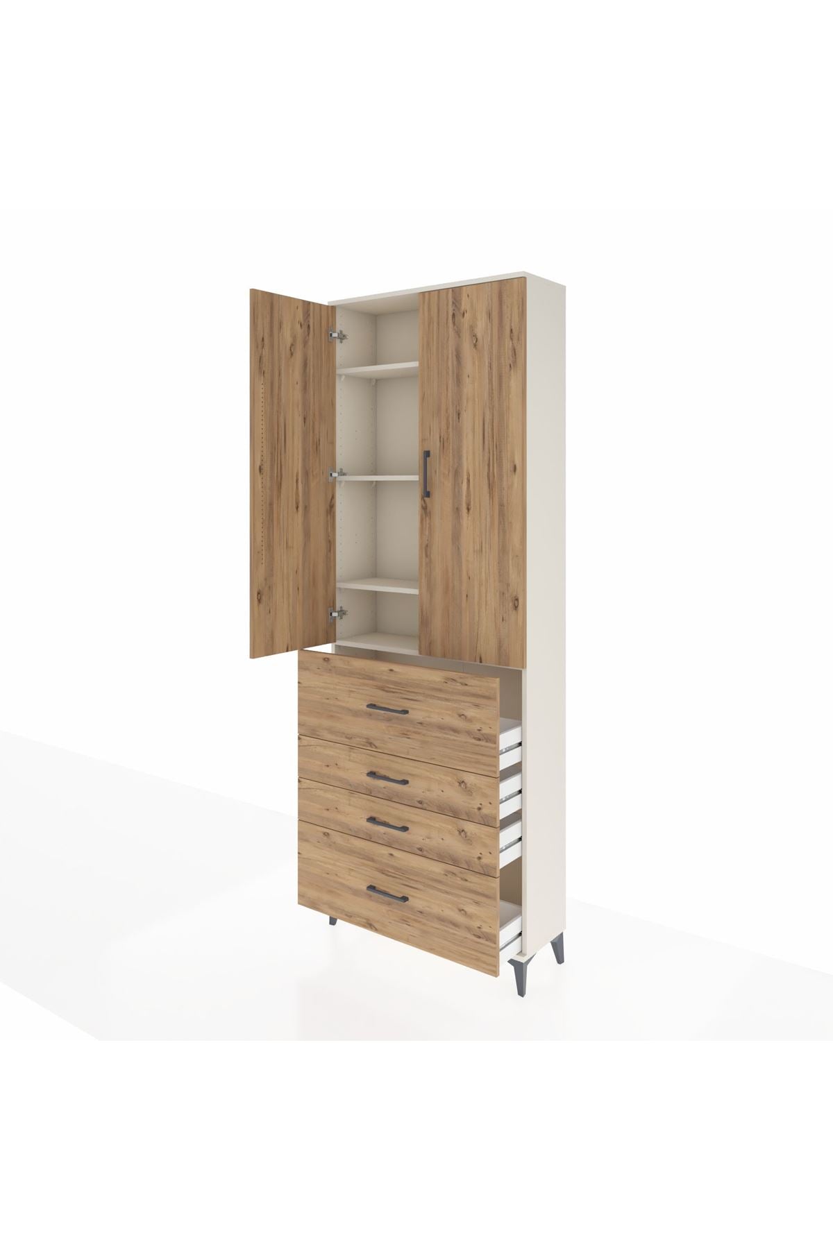 Arges Dolap 4 Raflı 4 Çekmeceli 2 Kapaklı 88x30x243 - S33M157V3A