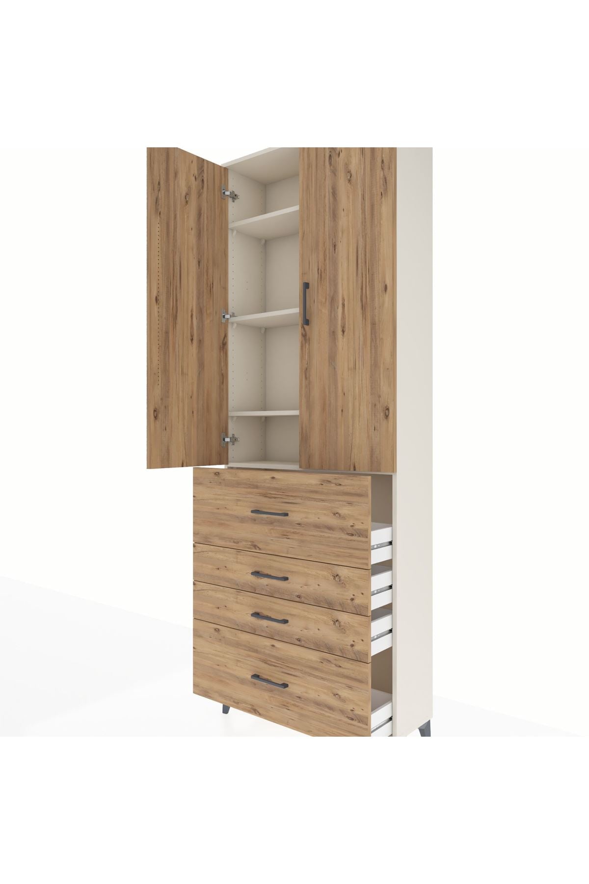 Arges Dolap 4 Raflı 4 Çekmeceli 2 Kapaklı 88x30x243 - S33M157V3A