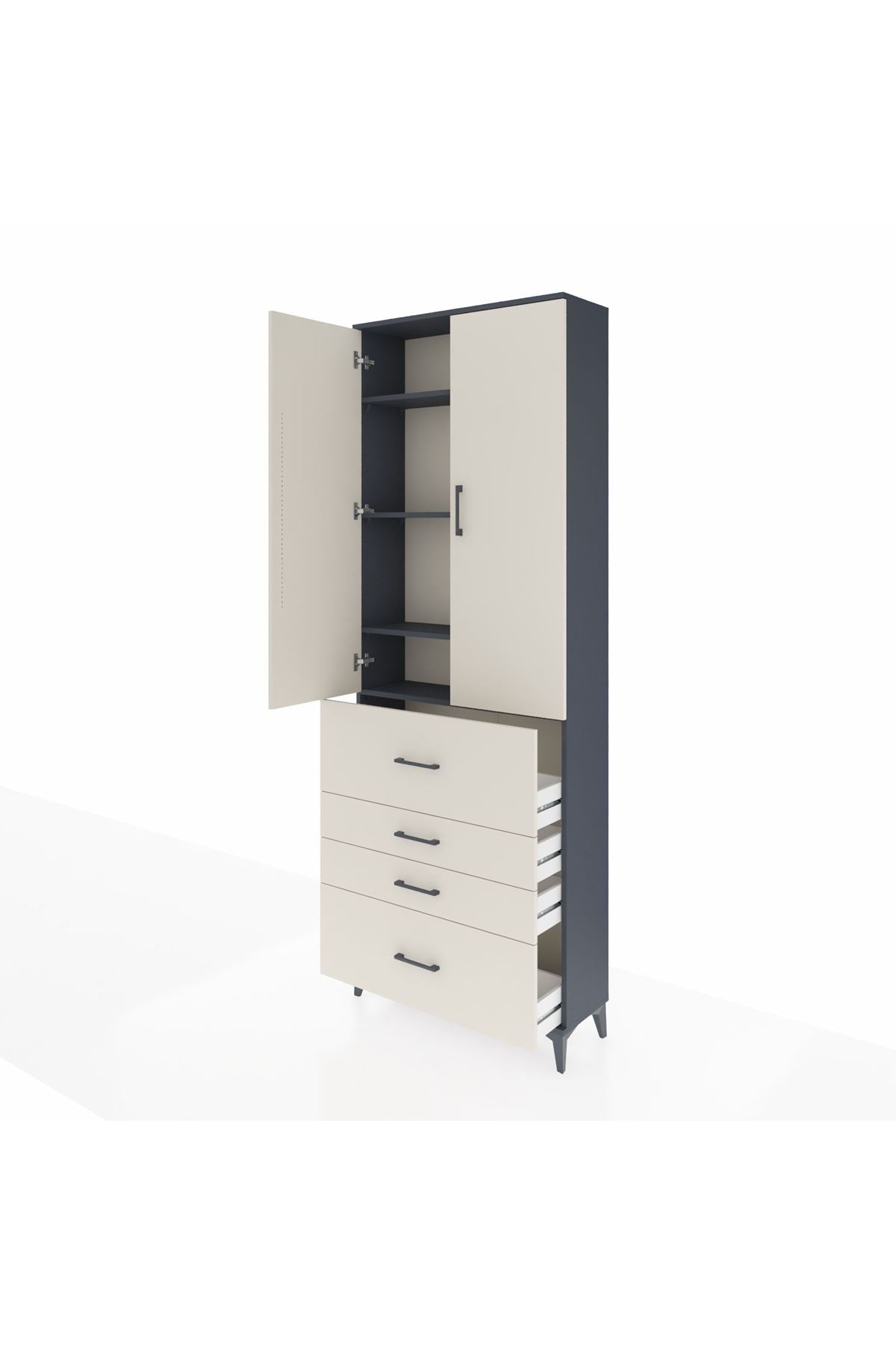 Arges Dolap 4 Raflı 4 Çekmeceli 2 Kapaklı 88x30x243 - S33M157V4A