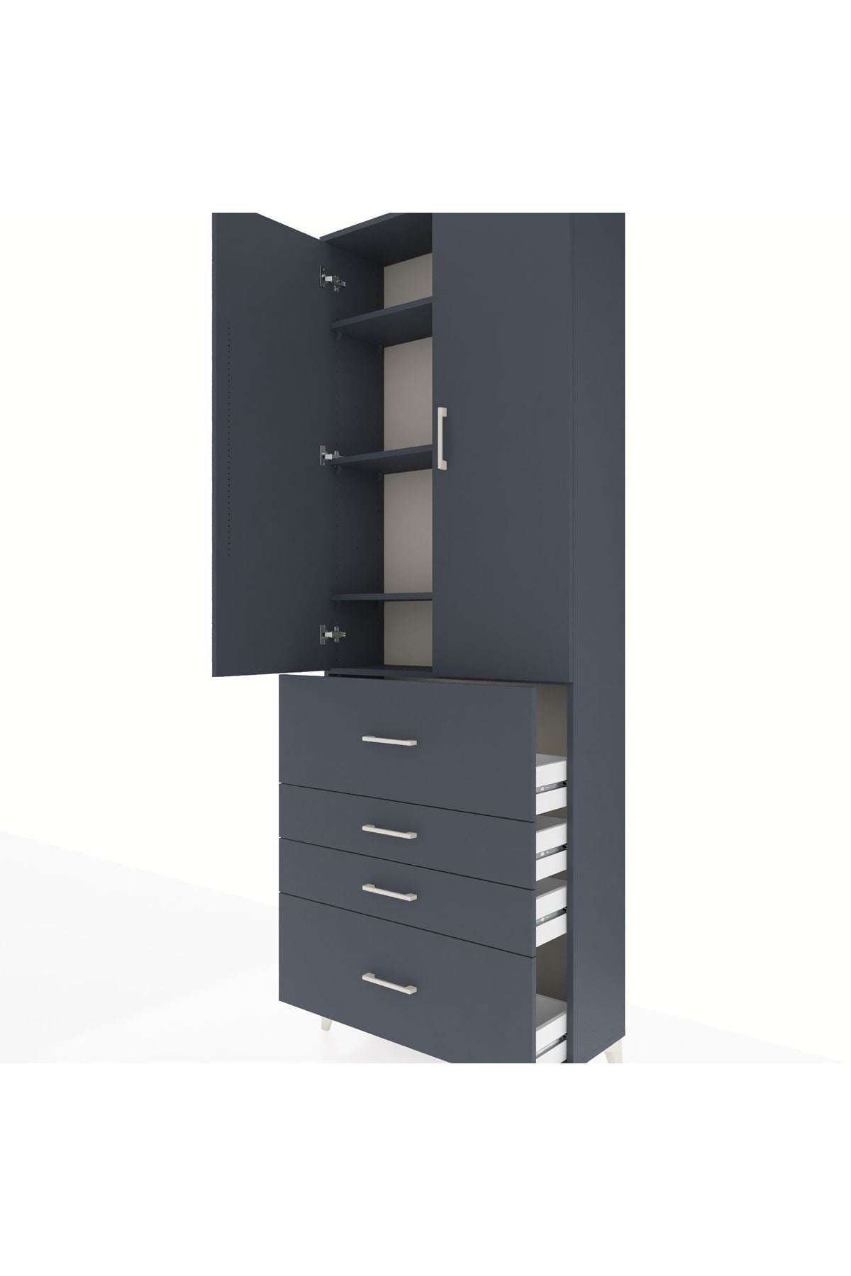Arges Dolap 4 Raflı 4 Çekmeceli 2 Kapaklı 88x30x243 - S33M157V5A