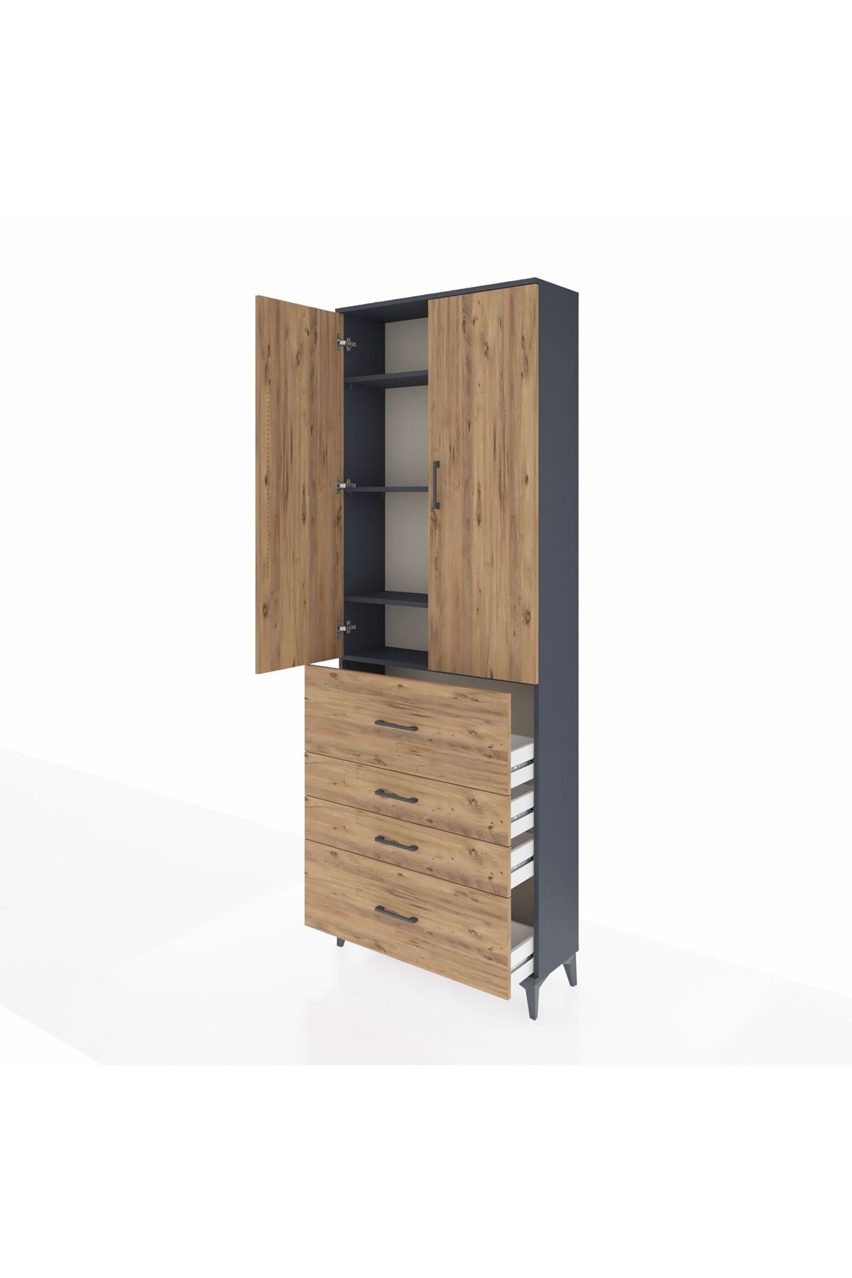 Arges Dolap 4 Raflı 4 Çekmeceli 2 Kapaklı 88x30x243 - S33M157V6A