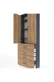 Arges Dolap 4 Raflı 4 Çekmeceli 2 Kapaklı 88x30x243 - S33M157V6A
