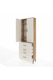 Arges Dolap 4 Raflı 4 Çekmeceli 2 Kapaklı 88x30x243 - S33M157V7A