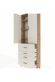 Arges Dolap 4 Raflı 4 Çekmeceli 2 Kapaklı 88x30x243 - S33M157V7A