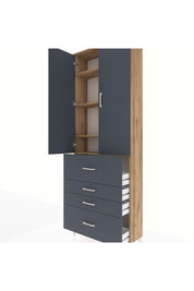 Arges Dolap 4 Raflı 4 Çekmeceli 2 Kapaklı 88x30x243 - S33M157V8A