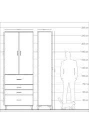 Arges Dolap 4 Raflı 4 Çekmeceli 2 Kapaklı 88x30x243 - S33M157V9A