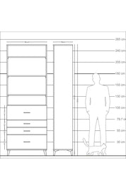 Arges Dolap 4 Raflı 4 Çekmeceli 88x30x243 - S33M158V8A