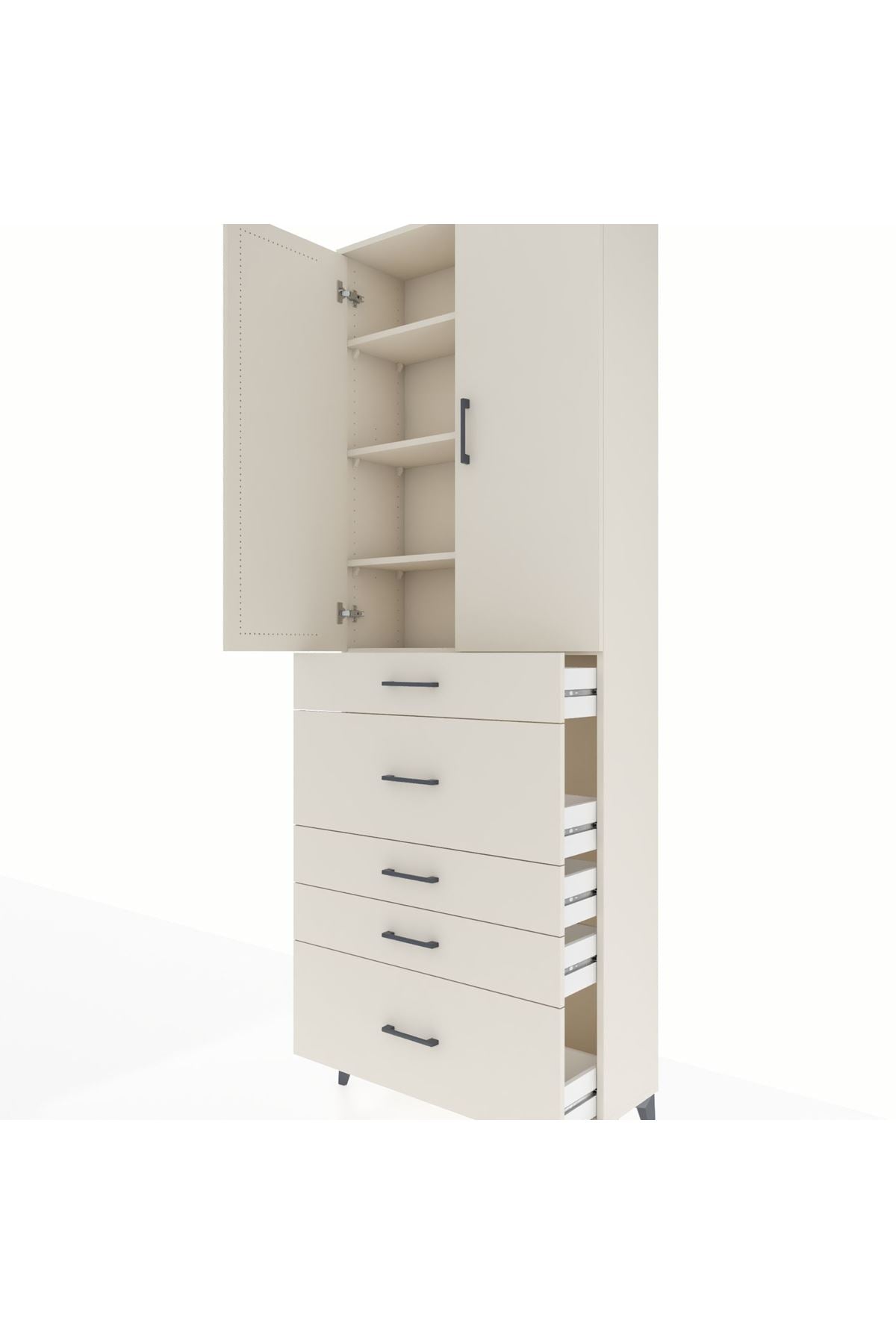 Arges Dolap 4 Raflı 5 Çekmeceli 2 Kapaklı 88x30x243 - S33M159V1A