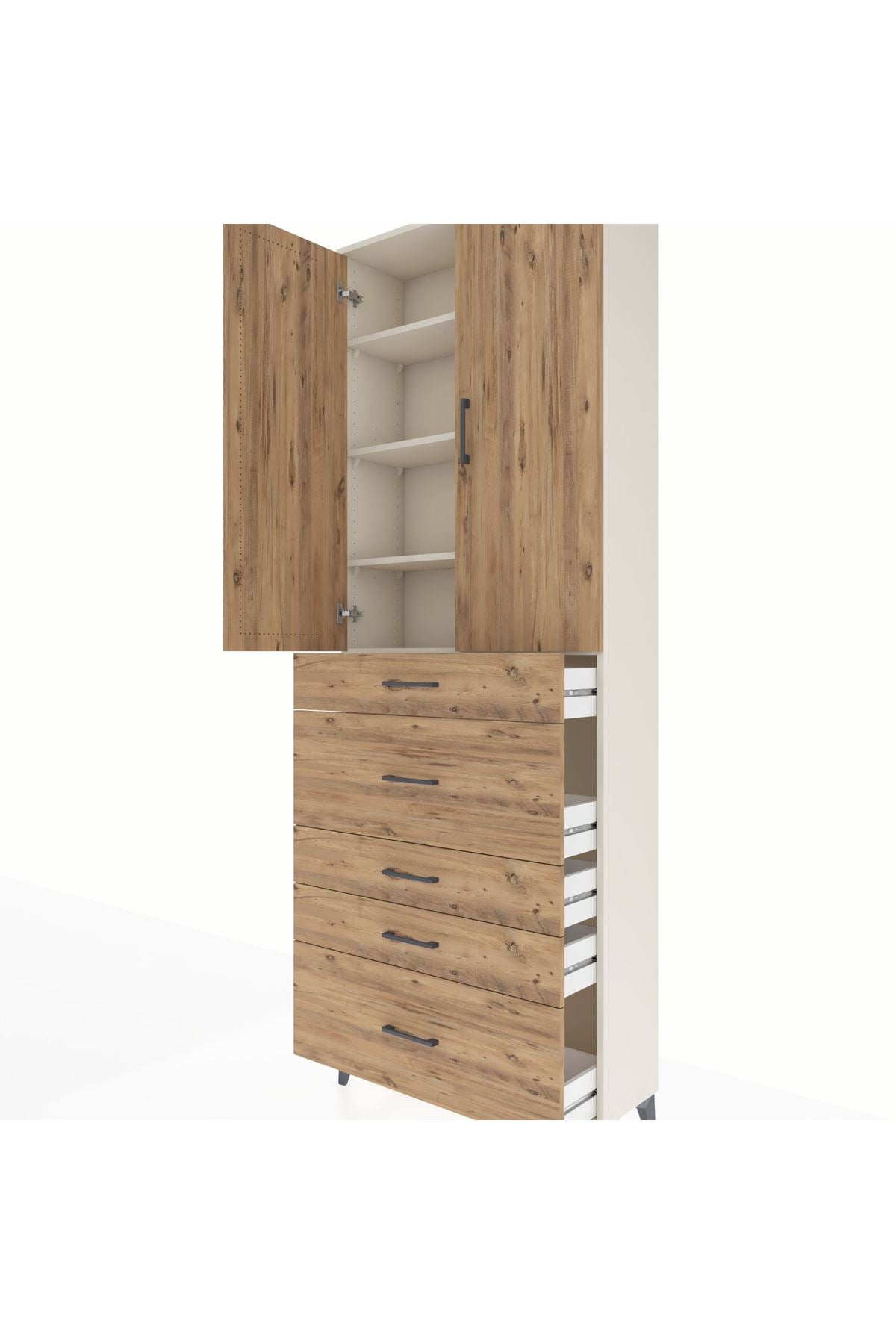 Arges Dolap 4 Raflı 5 Çekmeceli 2 Kapaklı 88x30x243 - S33M159V3A