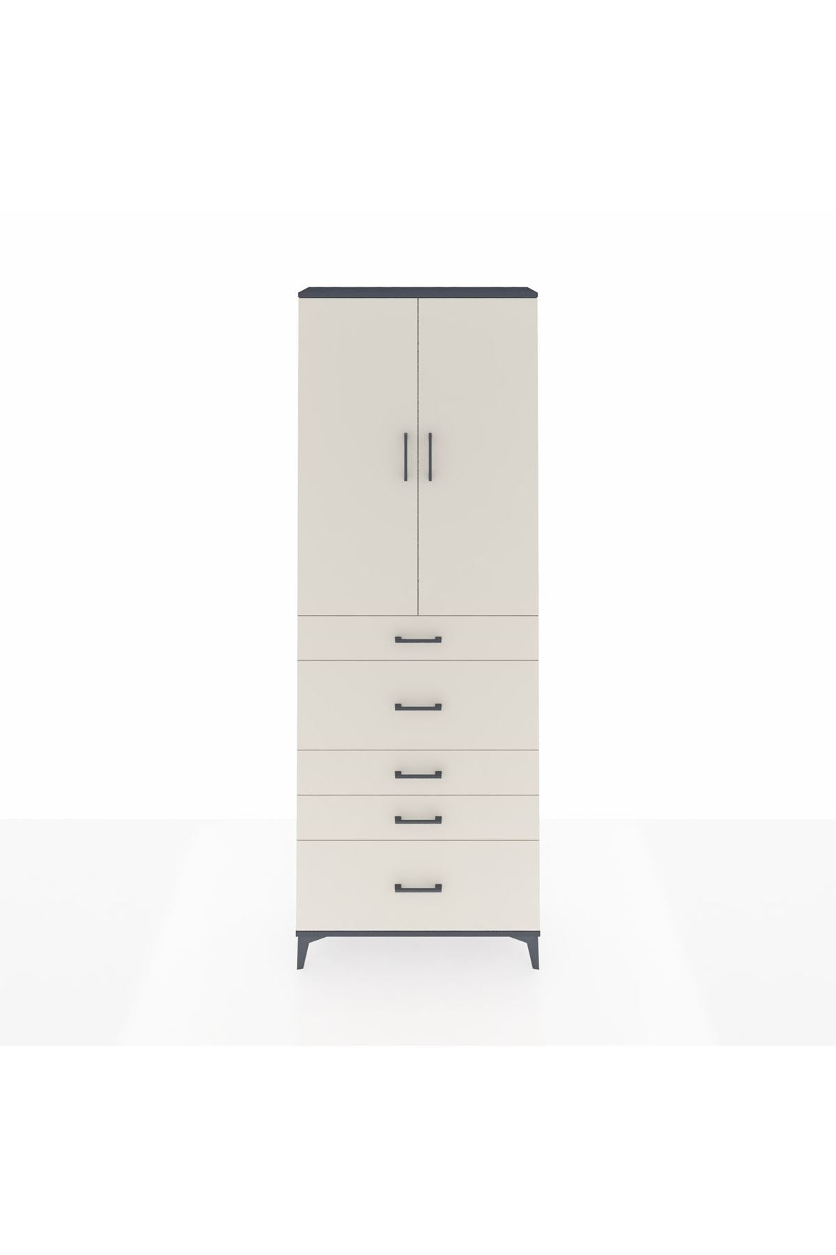 Arges Dolap 4 Raflı 5 Çekmeceli 2 Kapaklı 88x30x243 - S33M159V4A