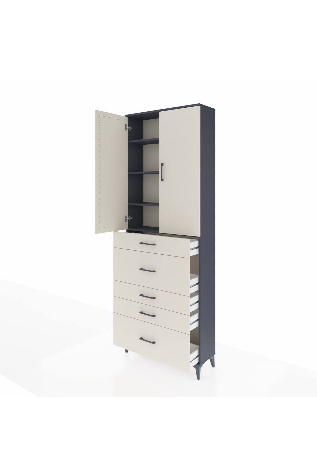 Arges Dolap 4 Raflı 5 Çekmeceli 2 Kapaklı 88x30x243 - S33M159V4A