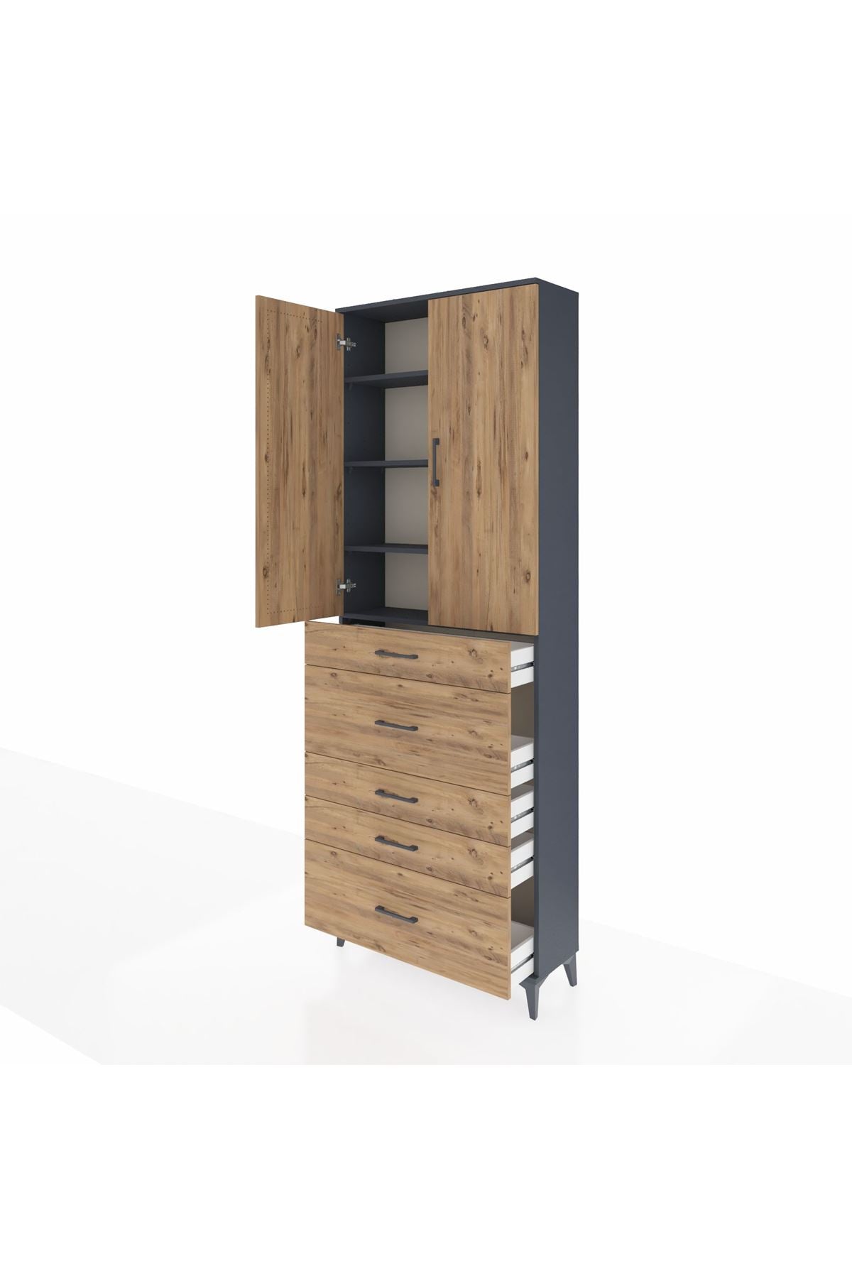 Arges Dolap 4 Raflı 5 Çekmeceli 2 Kapaklı 88x30x243 - S33M159V6A