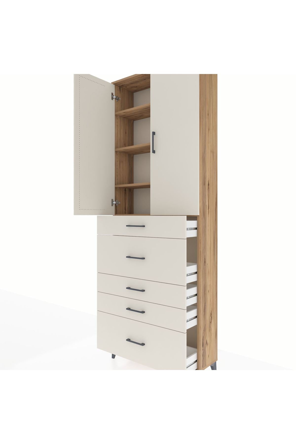 Arges Dolap 4 Raflı 5 Çekmeceli 2 Kapaklı 88x30x243 - S33M159V7A