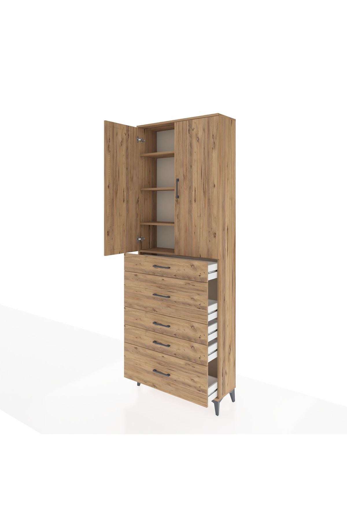Arges Dolap 4 Raflı 5 Çekmeceli 2 Kapaklı 88x30x243 - S33M159V9A