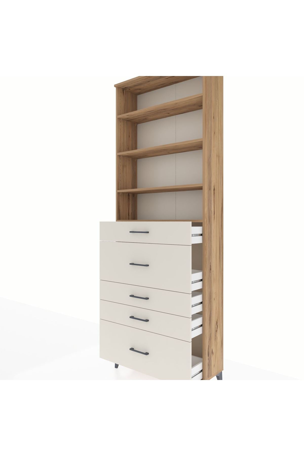 Arges Dolap 4 Raflı 5 Çekmeceli 88x30x243 - S33M160V7A