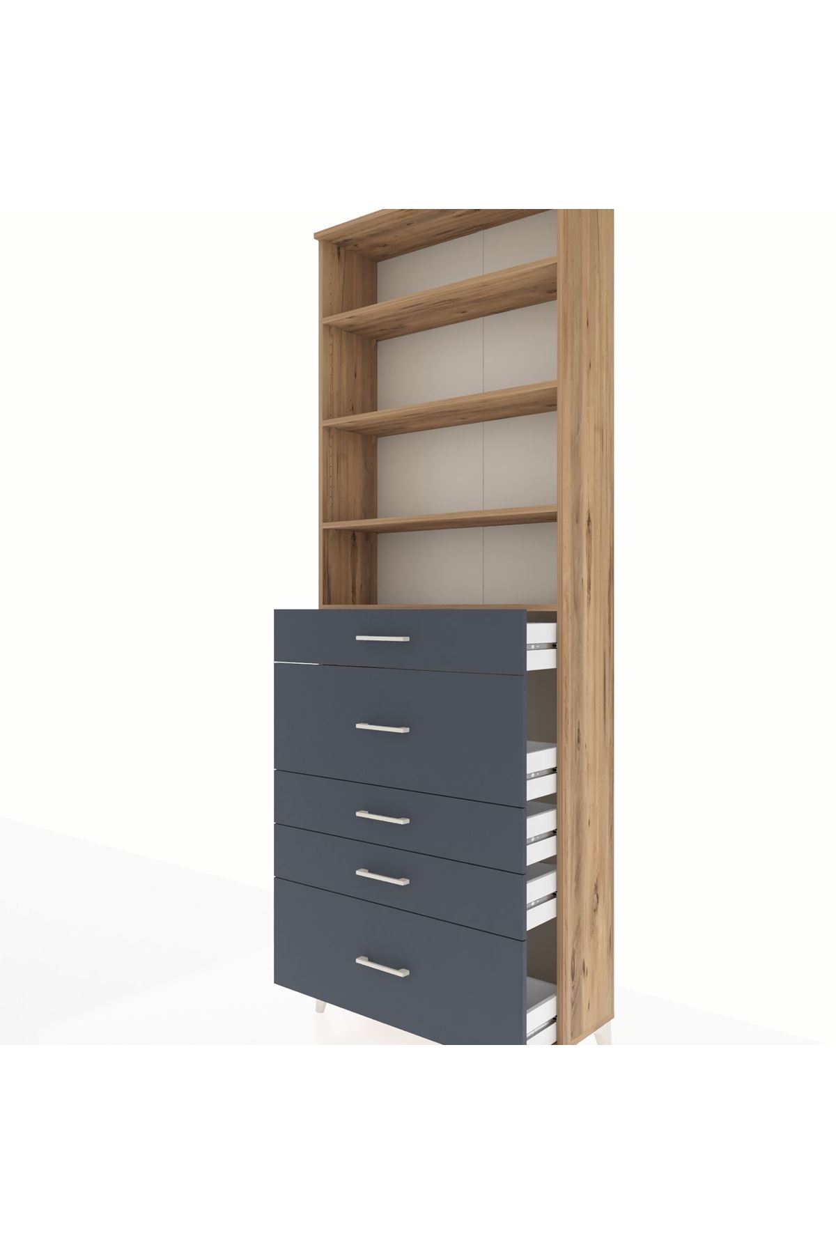 Arges Dolap 4 Raflı 5 Çekmeceli 88x30x243 - S33M160V8A