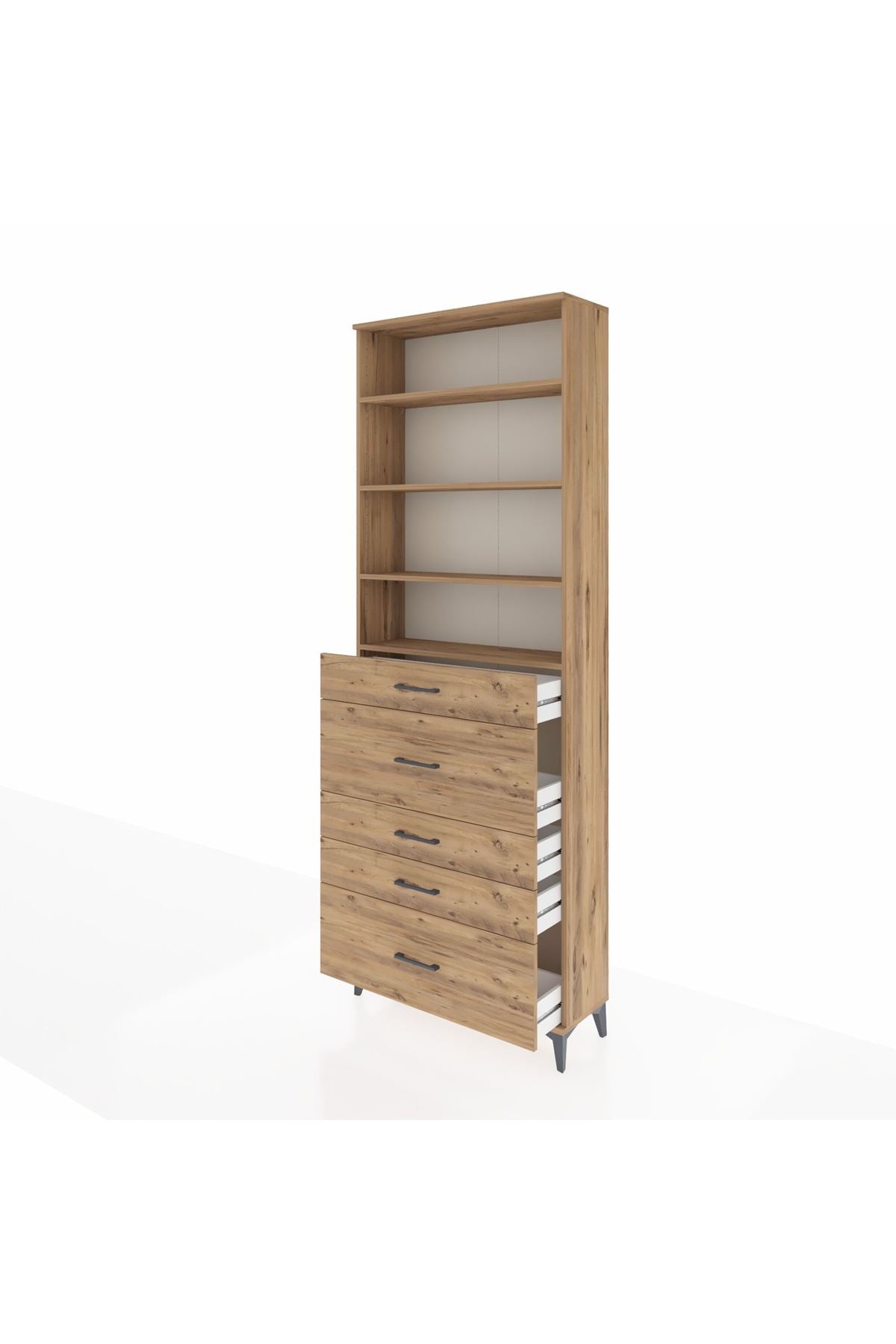 Arges Dolap 4 Raflı 5 Çekmeceli 88x30x243 - S33M160V9A