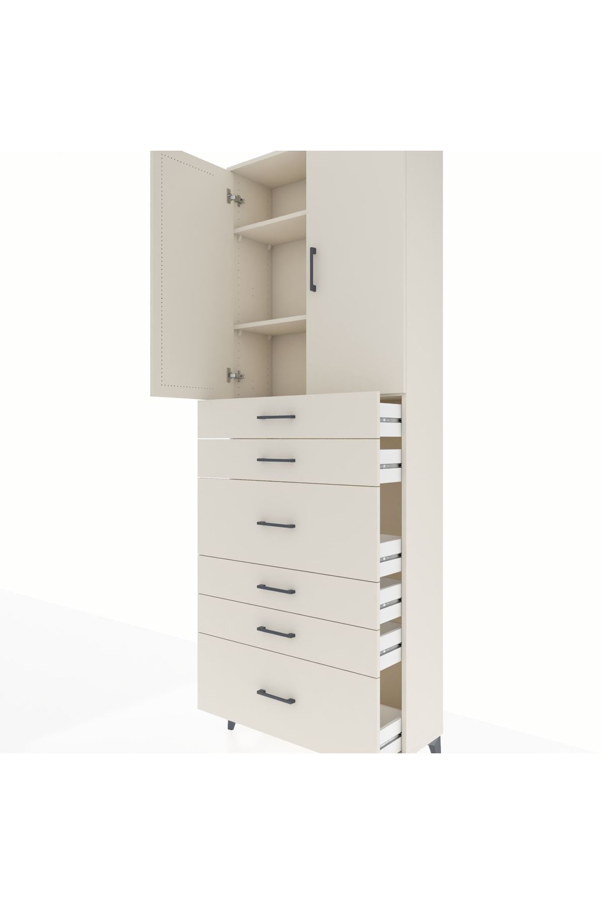 Arges Dolap 3 Raflı 6 Çekmeceli 2 Kapaklı 88x30x243 - S33M161V1A