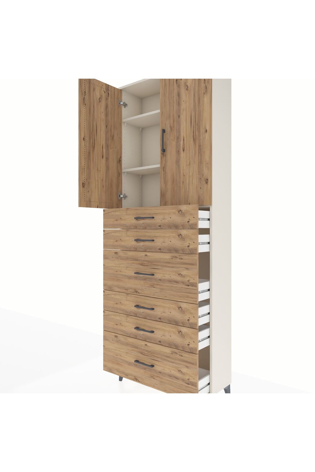 Arges Dolap 3 Raflı 6 Çekmeceli 2 Kapaklı 88x30x243 - S33M161V3A