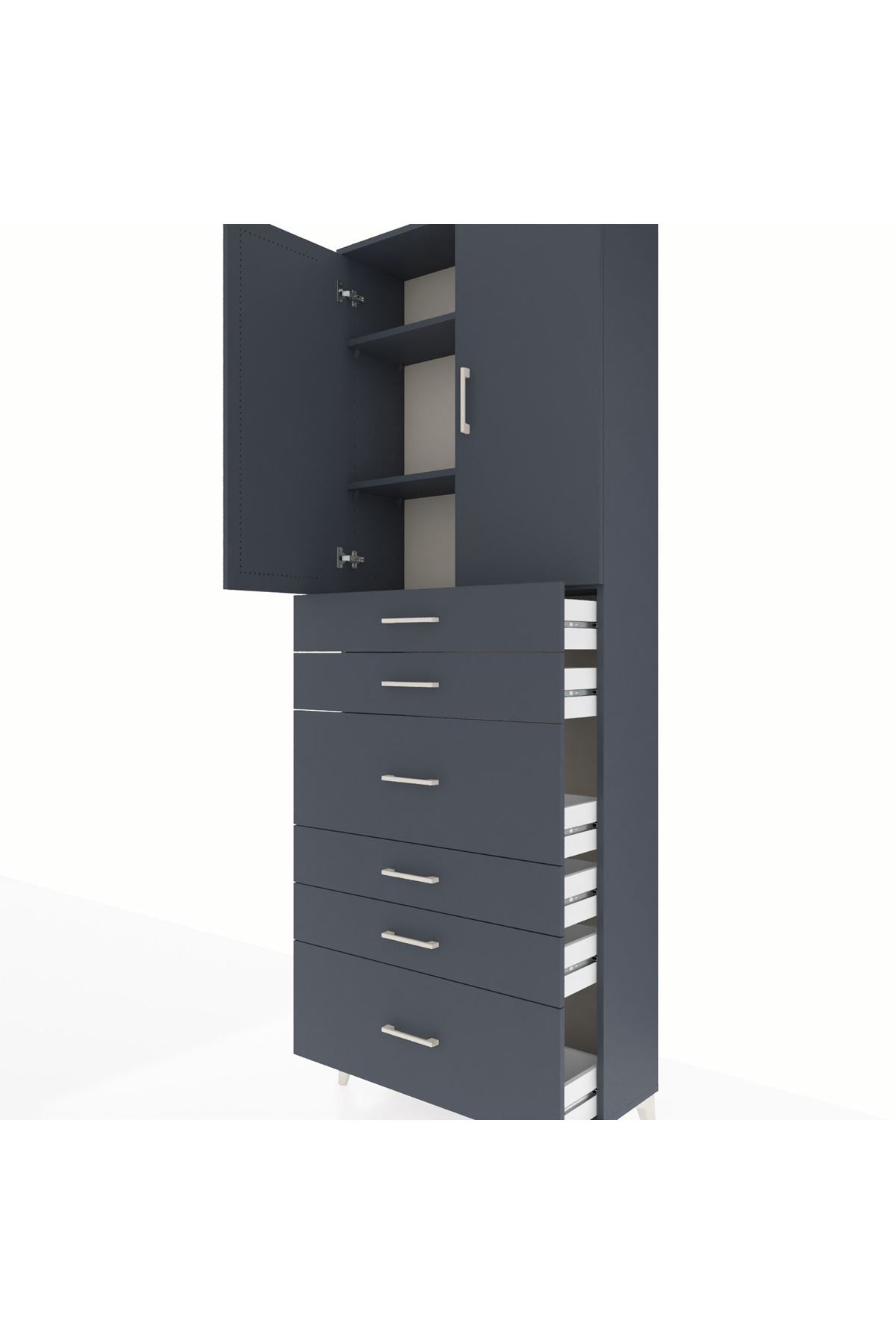 Arges Dolap 3 Raflı 6 Çekmeceli 2 Kapaklı 88x30x243 - S33M161V5A