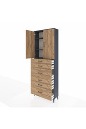 Arges Dolap 3 Raflı 6 Çekmeceli 2 Kapaklı 88x30x243 - S33M161V6A