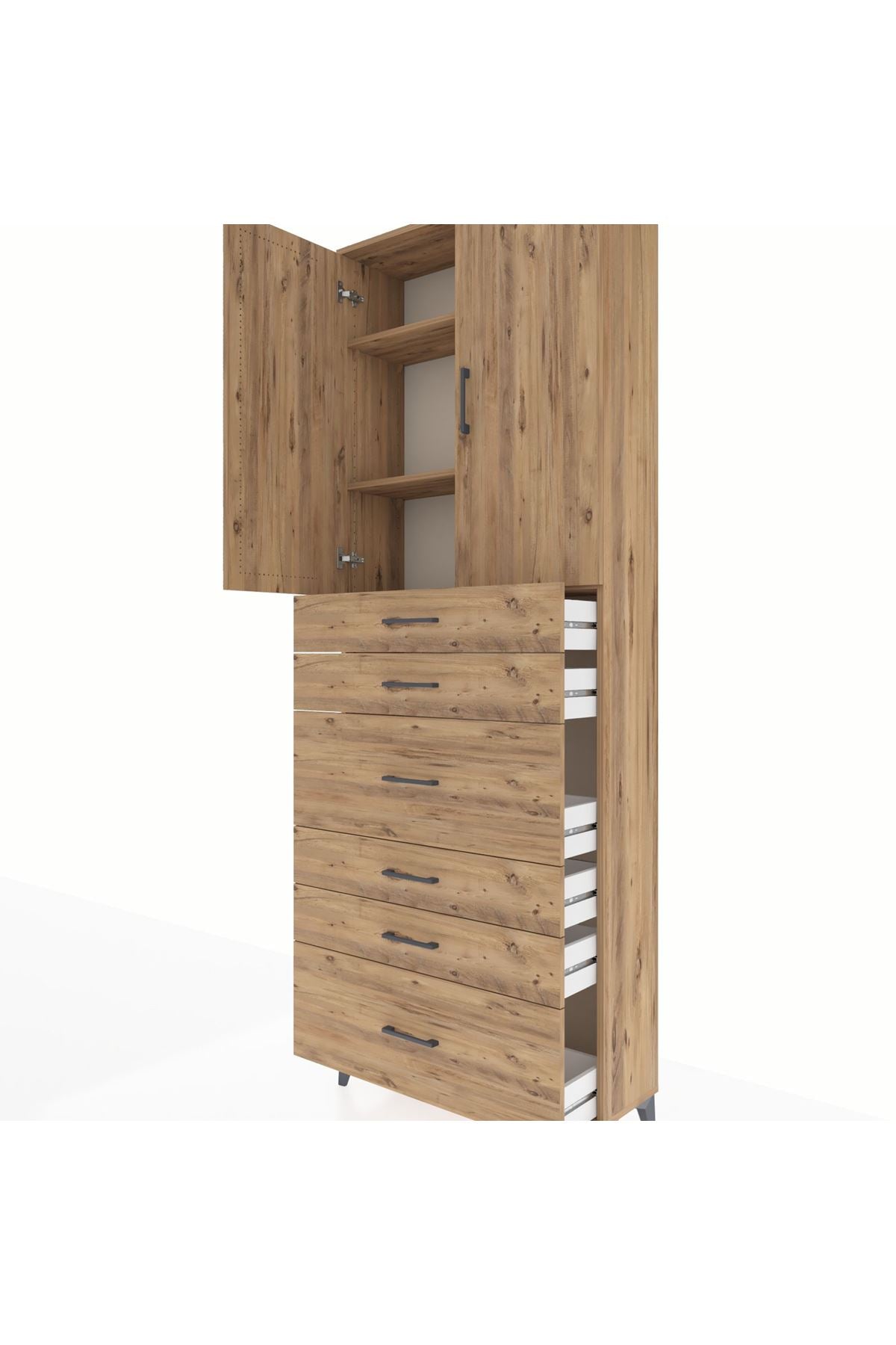 Arges Dolap 3 Raflı 6 Çekmeceli 2 Kapaklı 88x30x243 - S33M161V9A