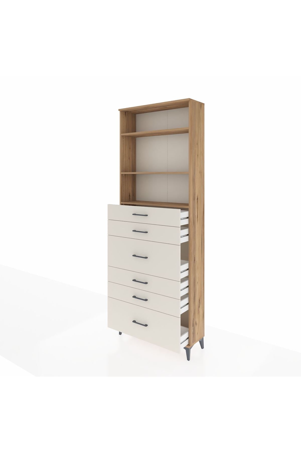 Arges Dolap 3 Raflı 6 Çekmeceli 88x30x243 - S33M162V7A