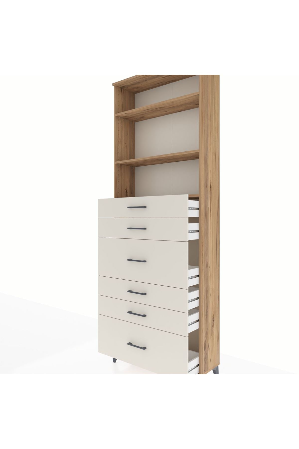 Arges Dolap 3 Raflı 6 Çekmeceli 88x30x243 - S33M162V7A