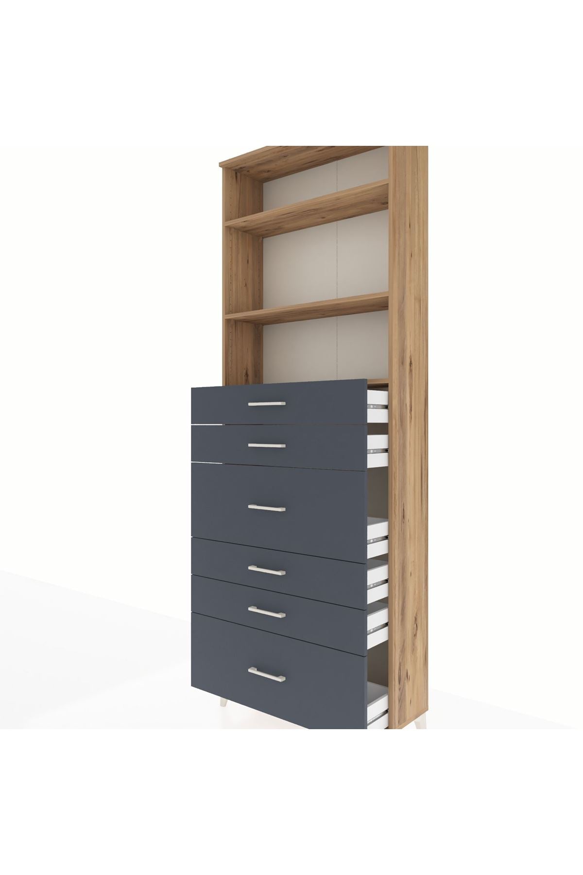 Arges Dolap 3 Raflı 6 Çekmeceli 88x30x243 - S33M162V8A