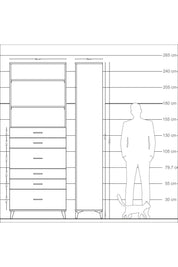 Arges Dolap 3 Raflı 6 Çekmeceli 88x30x243 - S33M162V9A