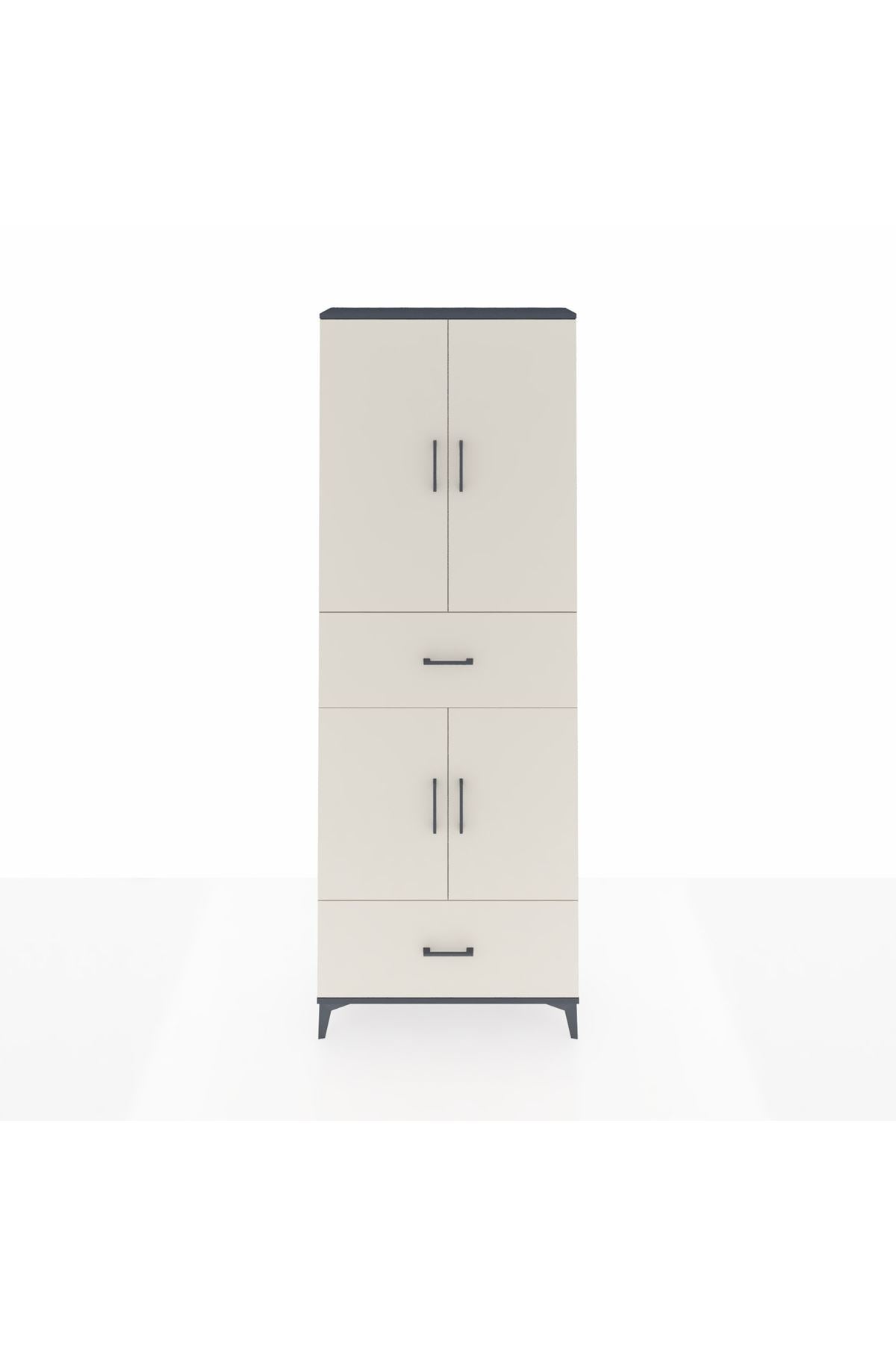 Arges Dolap 5 Raflı 2 Çekmeceli 4 Kapaklı 88x30x243 - S33M163V4A