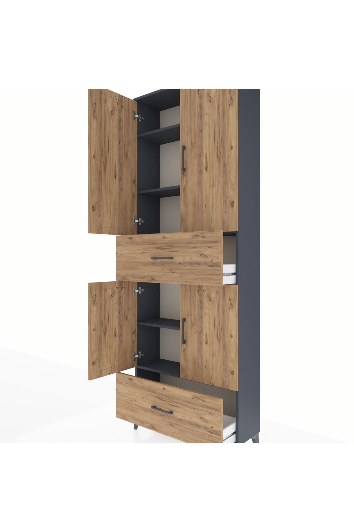 Arges Dolap 5 Raflı 2 Çekmeceli 4 Kapaklı 88x30x243 - S33M163V6A