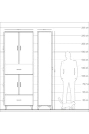 Arges Dolap 5 Raflı 2 Çekmeceli 4 Kapaklı 88x30x243 - S33M163V7A