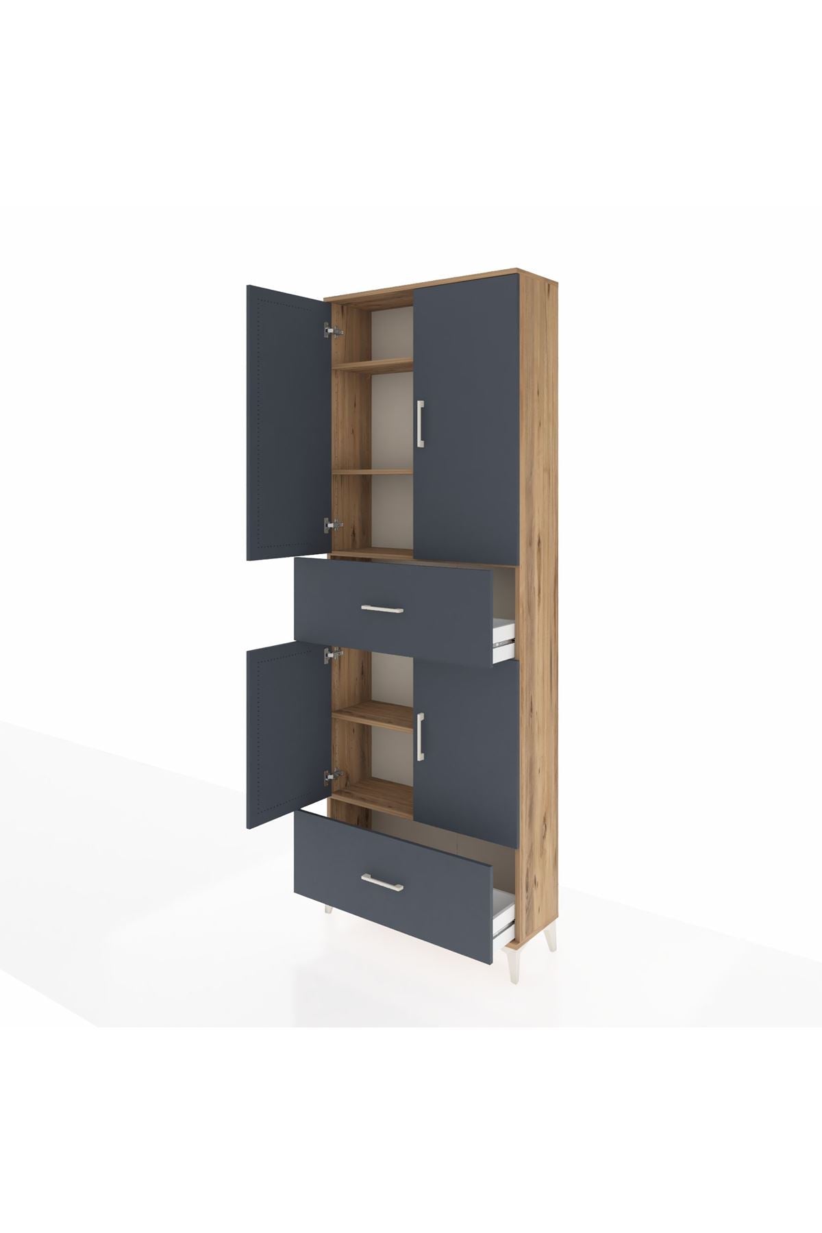 Arges Dolap 5 Raflı 2 Çekmeceli 4 Kapaklı 88x30x243 - S33M163V8A