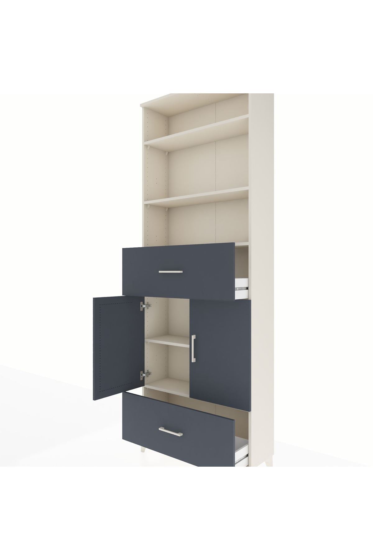Arges Dolap 5 Raflı 2 Çekmeceli 2 Kapaklı 88x30x243 - S33M164V2A