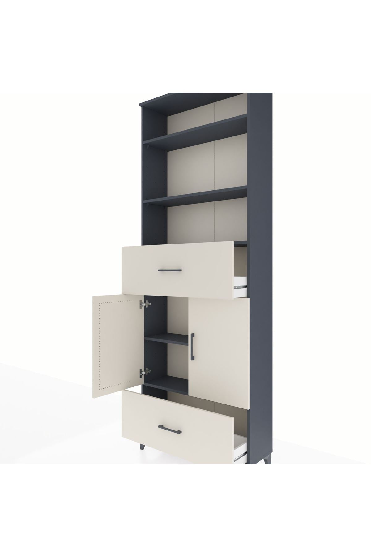 Arges Dolap 5 Raflı 2 Çekmeceli 2 Kapaklı 88x30x243 - S33M164V4A