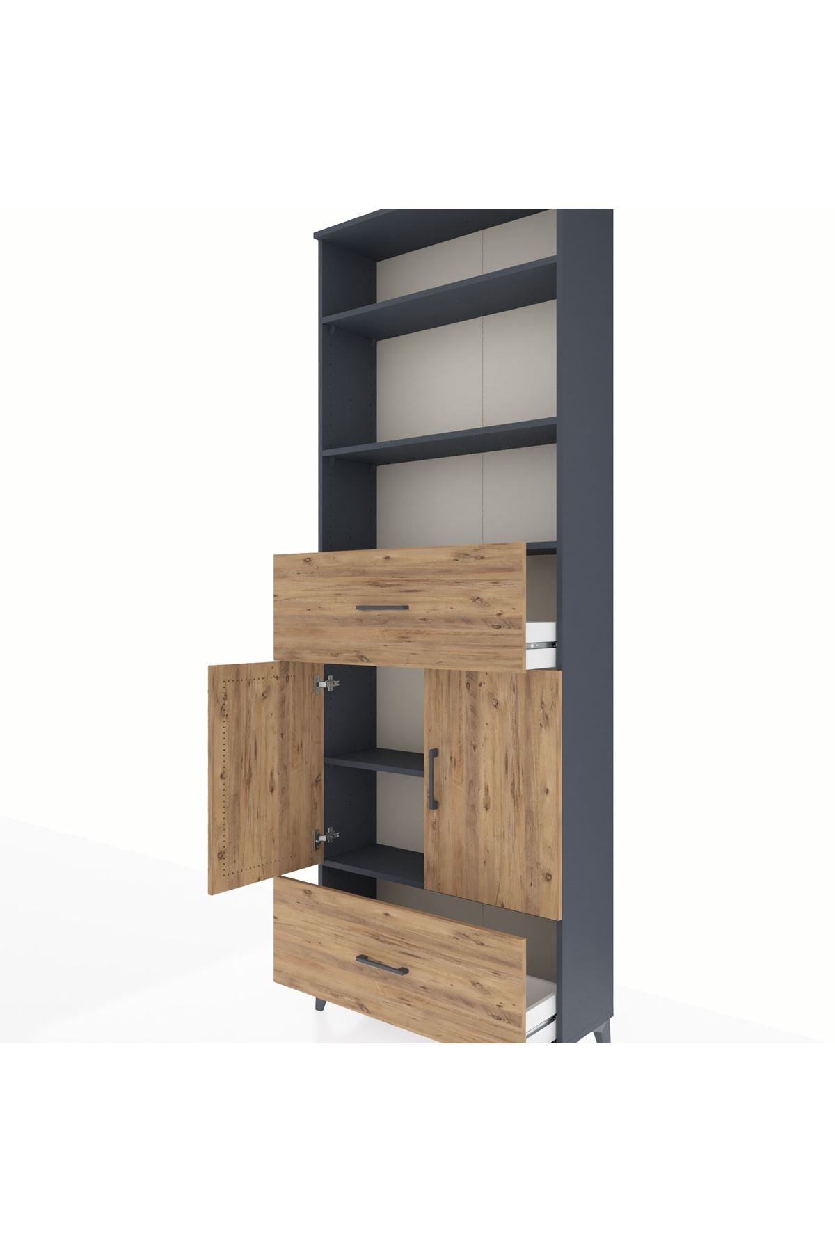 Arges Dolap 5 Raflı 2 Çekmeceli 2 Kapaklı 88x30x243 - S33M164V6A