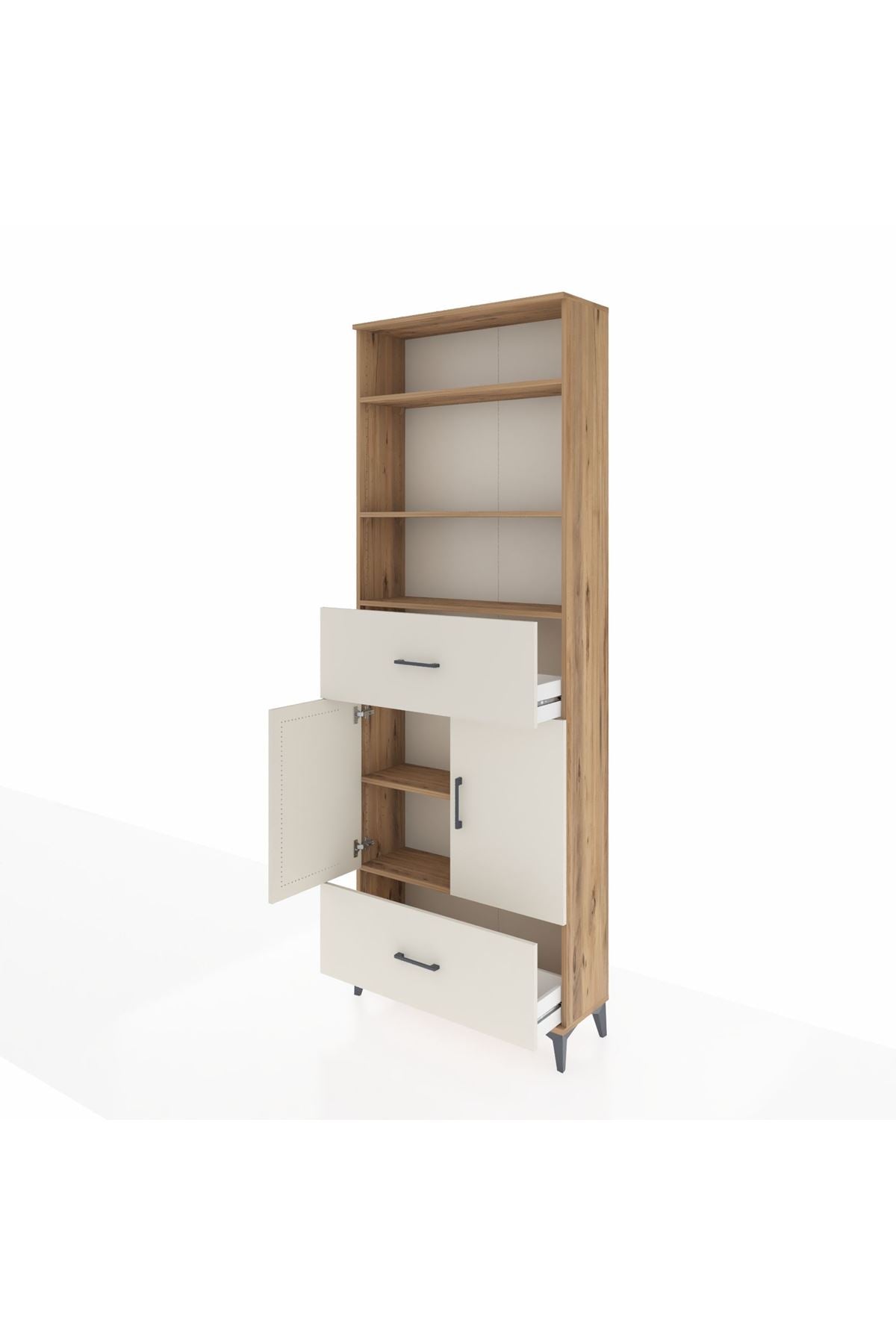 Arges Dolap 5 Raflı 2 Çekmeceli 2 Kapaklı 88x30x243 - S33M164V7A
