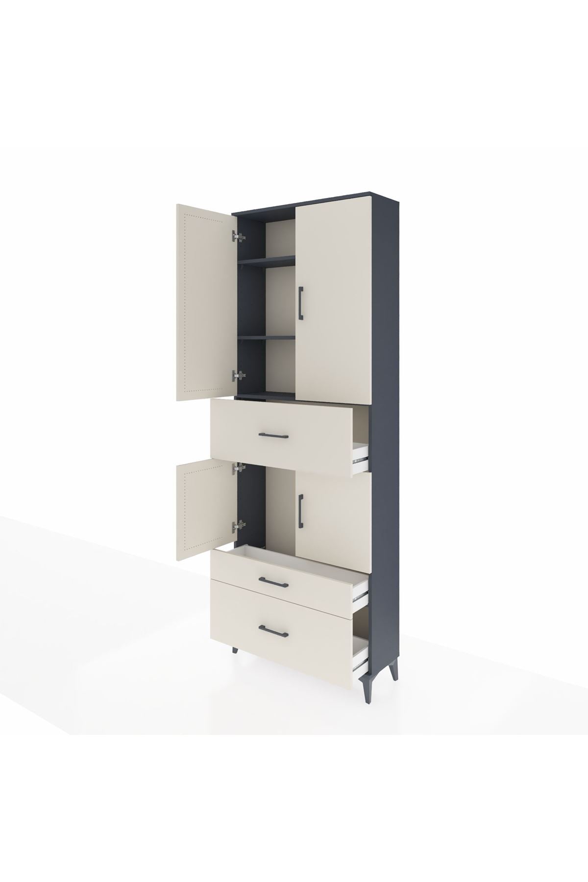 Arges Dolap 4 Raflı 3 Çekmeceli 4 Kapaklı 88x30x243 - S33M167V4A